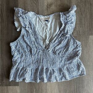 Universal Thread Navy and White Checkered Blouse
